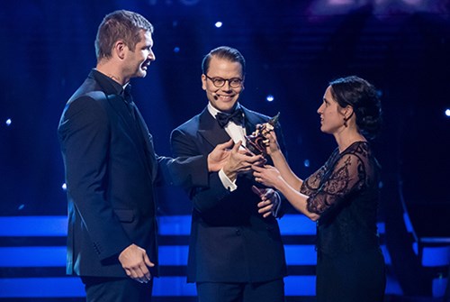 Patrik Asplund tar emot priset "Årets peppare" på Idrottsgalan 2019